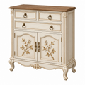 Aparador de madera 100 x 45 x 100 cm marfil y marrón con 3 cajones y 2 puertas estilo clásico