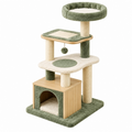 Árbol rascador para gatos 60 x 50 x 120 cm de madera sisal y felpa verde para trepar y descansar