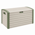 Arcón de almacenaje 120 x 55 x 60 cm de plástico beige y verde para exterior con tapa