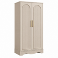 Armario 90 x 50 x 180 cm de madera beige con 2 puertas estilo clásico
