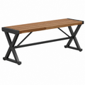 Banco de jardín 120 x 35 x 45 cm de madera y metal marrón negro estilo industrial