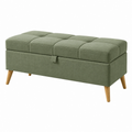 Banco de almacenamiento 110 x 40 x 48 cm tapizado verde con patas de madera estilo nórdico