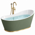Bañera exenta 170 x 75 x 58 cm de acrílico verde y blanco con diseño estriado