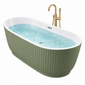 Bañera exenta 170 x 75 x 58 cm acrílico verde y blanco con superficie estriada