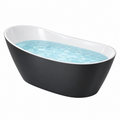 Bañera exenta 170 x 75 x 58 cm de acrílico negro y blanco para baño - diseño ovalado